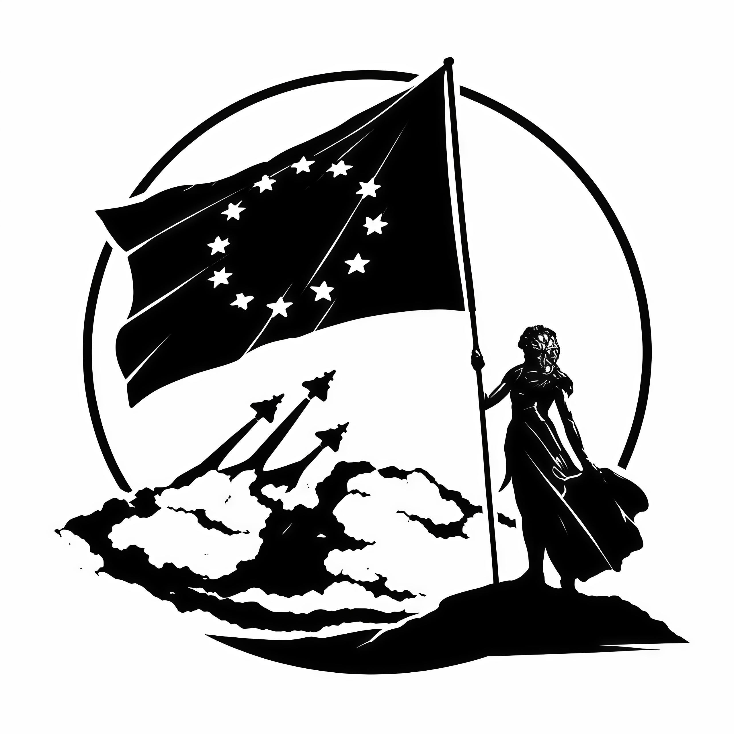 A European flag bearer standing above a map of Europe